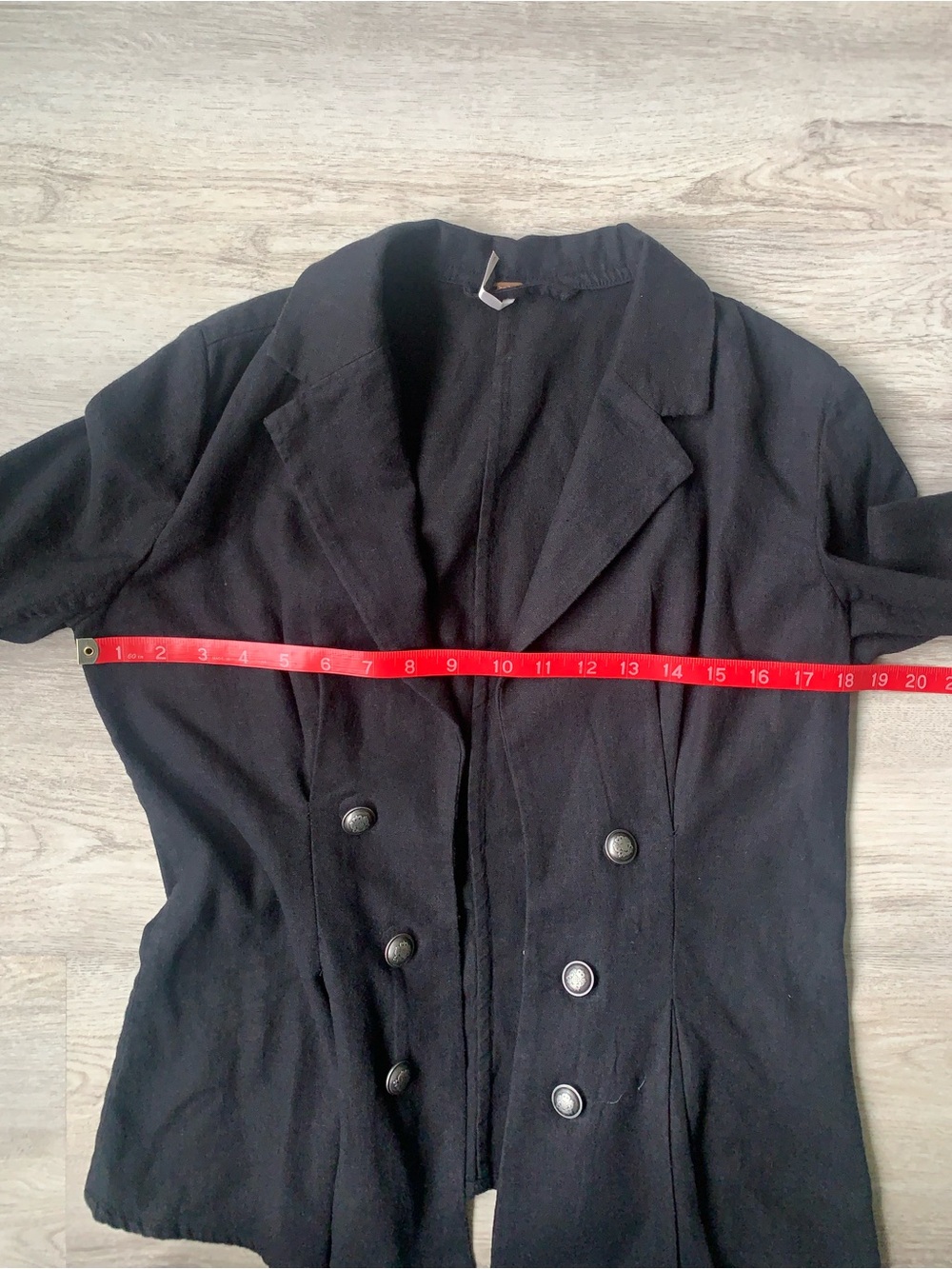 Free People Black linen blend Double-Breasted Tailored Blazer - Picture 11 of 16